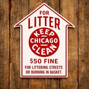 Keep Chicago Clean Arrow Road Sign $50 Fine For Littering Or Burning Illinois